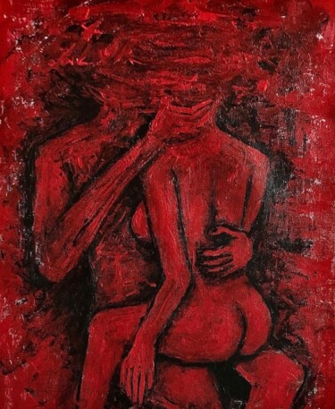 Painting titled "Lovers" by Vaxo Lang, Original Artwork, Acrylic