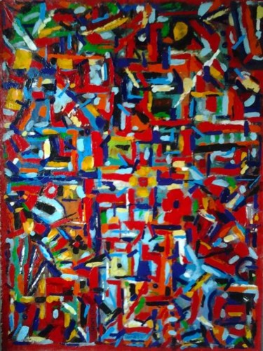 Painting titled "Centre Sud" by Vcasey, Original Artwork, Oil