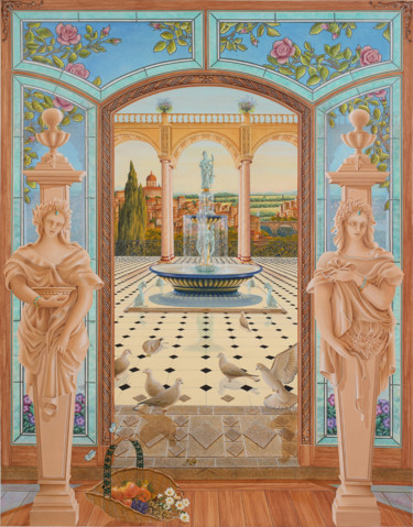 Pittura intitolato ""Les Atlantes"" da Véronique Derrien, Opera d'arte originale, Acrilico