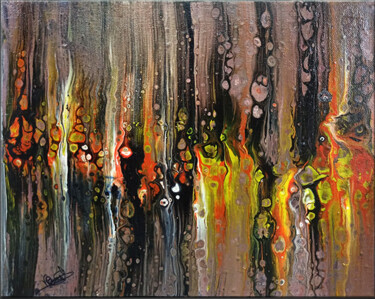 Painting titled "Apocalyptic rain" by Valérie Desmet, Original Artwork, Acrylic Mounted on Wood Stretcher frame