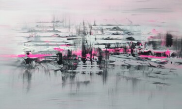 Painting titled "Wake up Sakura town" by Veartci, Original Artwork, Acrylic Mounted on Wood Panel