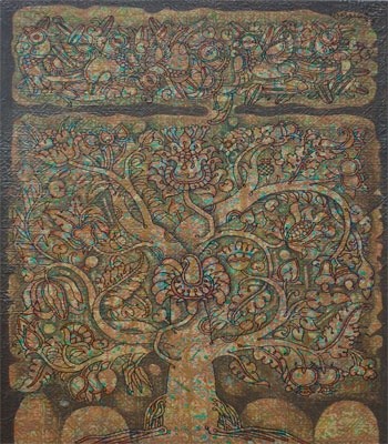 Painting titled "Tree of life II" by Veera Santhanam, Original Artwork