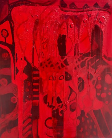 Painting titled "44. BLOOD" by Veera Zukova, Original Artwork, Acrylic Mounted on Wood Stretcher frame