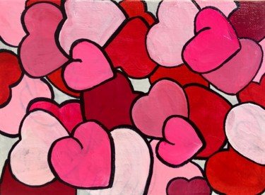 Pittura intitolato "Sweet hearts, pink,…" da Veera Zukova, Opera d'arte originale, Acrilico Montato su Cartone