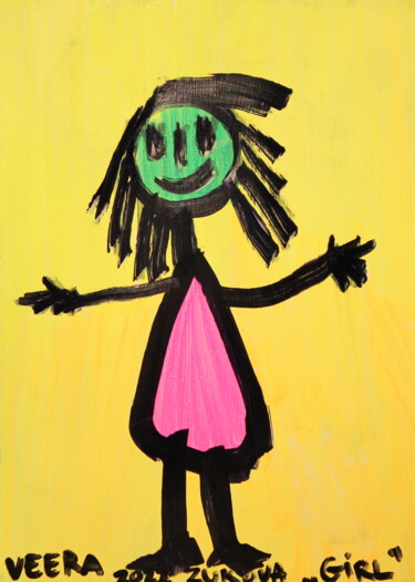 Schilderij getiteld "342. Girl" door Veera Zukova, Origineel Kunstwerk, Marker Gemonteerd op Andere stijve panelen