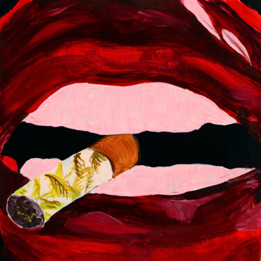 Картина под названием "403. Woman mouth wi…" - Veera Zukova, Подлинное произведение искусства, Акрил Установлен на Другая же…