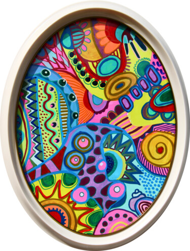 Картина под названием "611. oval shaped up…" - Veera Zukova, Подлинное произведение искусства, Акрил Установлен на картон