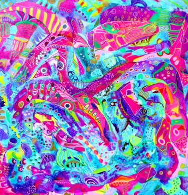 Painting titled "662. Vibrant Whimsy…" by Veera Zukova, Original Artwork, Acrylic