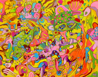 Картина под названием "663. Radiant Reveri…" - Veera Zukova, Подлинное произведение искусства, Акрил Установлен на Деревянна…