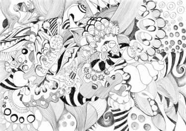 Рисунок под названием "608. Black and Whit…" - Veera Zukova, Подлинное произведение искусства, Шариковая ручка