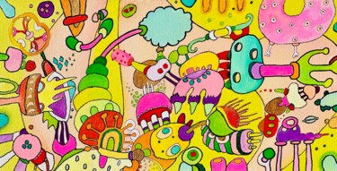 Peinture intitulée "614. Cute Colorful…" par Veera Zukova, Œuvre d'art originale, Acrylique Monté sur Autre panneau rigide