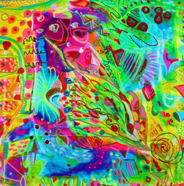 Картина под названием "491. Magical Underw…" - Veera Zukova, Подлинное произведение искусства, Акрил Установлен на Деревянна…