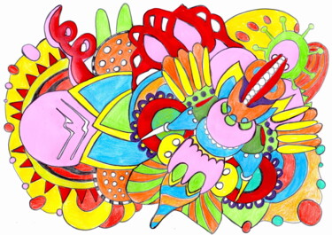 Pintura intitulada "609. Colorful Abstr…" por Veera Zukova, Obras de arte originais, Marcador