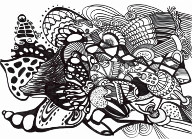 Drawing titled "410. Abstract Compo…" by Veera Zukova, Original Artwork, Marker