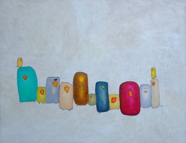 Peinture intitulée "Birds'n beaks" par Ventzislav Dikov, Œuvre d'art originale, Huile