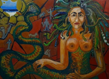 Ζωγραφική με τίτλο "Medusa: abusada, am…" από Vera Borges, Αυθεντικά έργα τέχνης, Ακρυλικό Τοποθετήθηκε στο Ξύλινο πάνελ