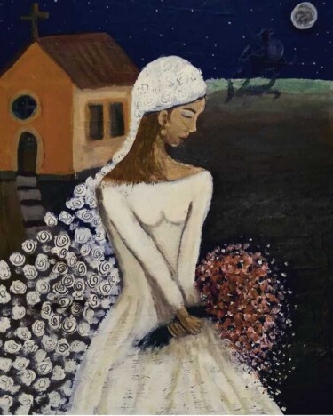 Pittura intitolato "A sina de um amor e…" da Vera Borges, Opera d'arte originale, Acrilico Montato su Altro pannello rigido