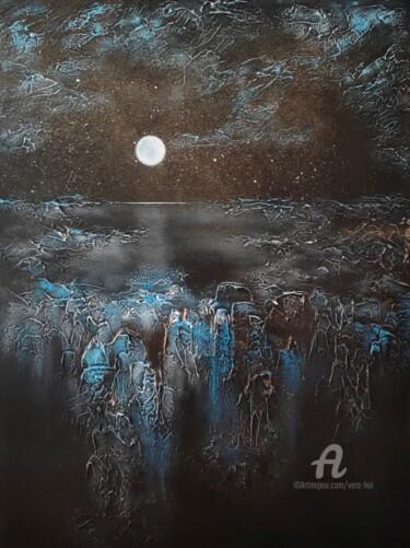 Painting titled ""Full Moon"" by Vera Hoi, Original Artwork, Acrylic Mounted on Wood Stretcher frame