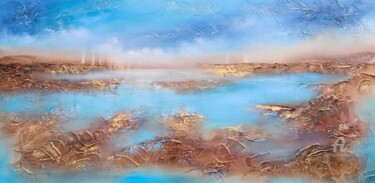 ""Blue Lagoon"" başlıklı Tablo Vera Hoi tarafından, Orijinal sanat, Akrilik Ahşap Sedye çerçevesi üzerine monte edilmiş