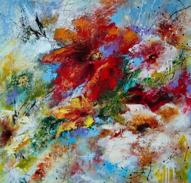 Картина под названием ""Vibrant Blossoms"…" - Vera Hoi, Подлинное произведение искусства, Акрил Установлен на Деревянная рам…