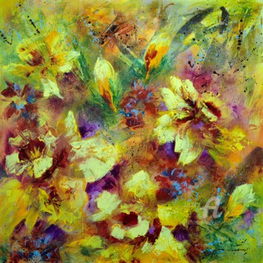 Картина под названием ""Blooming Symphony:…" - Vera Hoi, Подлинное произведение искусства, Акрил Установлен на Деревянная ра…