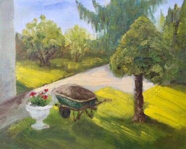 Painting titled "Im Garten" by Vera Klimova, Original Artwork, Oil