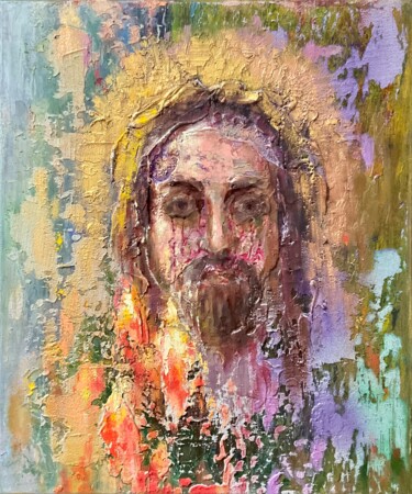 Картина под названием "JESUS" - Vera Klimova, Подлинное произведение искусства, Масло
