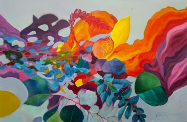 "'Illusion:Foliage F…" başlıklı Tablo Vera Saiko tarafından, Orijinal sanat, Akrilik Ahşap Sedye çerçevesi üzerine monte edi…