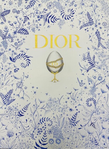 Картина под названием "Faberge Egg Dior" - Vera Zvyagina, Подлинное произведение искусства, Акрил Установлен на Деревянная р…