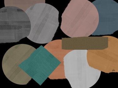 Collages intitulée "Circles Collage" par Vercmagnus - The Leather Collage Master, Œuvre d'art originale, Ruban adhésif