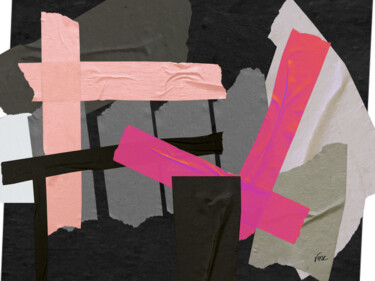 Collages intitulée "Pink" par Vercmagnus - The Leather Collage Master, Œuvre d'art originale, Collages Monté sur Châssis en…