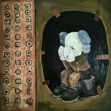 Malerei mit dem Titel "A Bit Mortified" von Vercmagnus, Original-Kunstwerk, Acryl Auf Holzplatte montiert