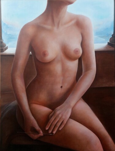 Painting titled "Self-taught" by Vero Adoni, Original Artwork, Oil Mounted on Wood Stretcher frame