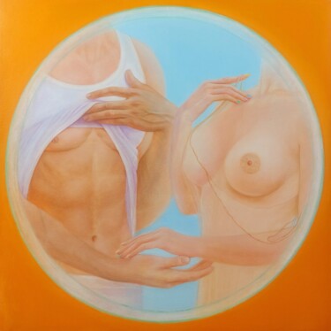 Peinture intitulée "Miroir. Géométrie s…" par Vero Adoni, Œuvre d'art originale, Huile