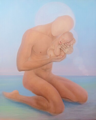 Schilderij getiteld ""Ange gardien"  oil…" door Vero Adoni, Origineel Kunstwerk, Olie
