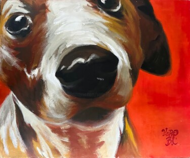 Schilderij getiteld "Chien - Cookie" door Véro Blaise, Origineel Kunstwerk, Acryl