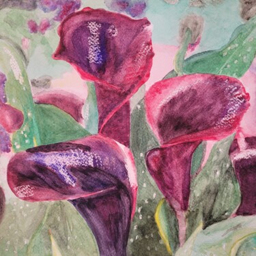 Painting titled "Calla cantor" by Véronique Faivre, Original Artwork, Watercolor