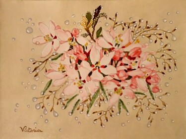 Картина под названием "Bouquet mariage" - Victoria, Подлинное произведение искусства, Акварель