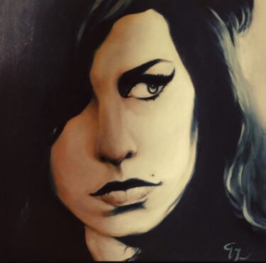 Schilderij getiteld "Amy, back to black" door Veronica Ciccarese, Origineel Kunstwerk, Olie