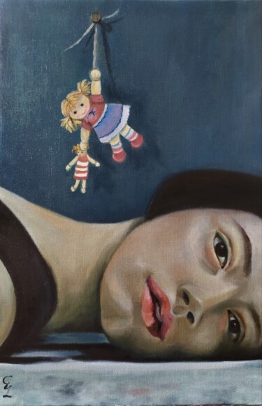 Картина под названием "The doll" - Veronica Ciccarese, Подлинное произведение искусства, Масло