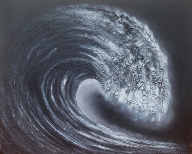 Malerei mit dem Titel "Abstract Wave Art,…" von Veronika Obushikhina, Original-Kunstwerk, Acryl