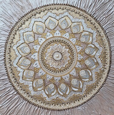 Painting titled "Mandala Canvas Mixe…" by Veronika Obushikhina, Original Artwork, Acrylic