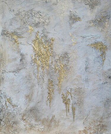 Painting titled "Abstract Gold Paint…" by Veronika Obushikhina, Original Artwork, Acrylic