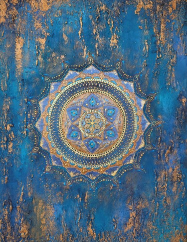 Schilderij getiteld "Mandala Painting Bl…" door Veronika Obushikhina, Origineel Kunstwerk, Acryl