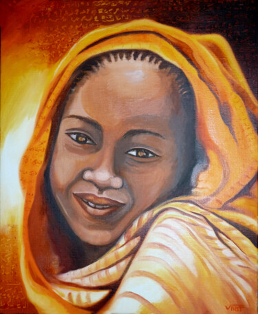 Painting titled "Soleil" by Véronique Abt, Original Artwork, Oil