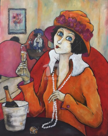 Painting titled "Champagne" by Véronique Clanet, Original Artwork, Acrylic