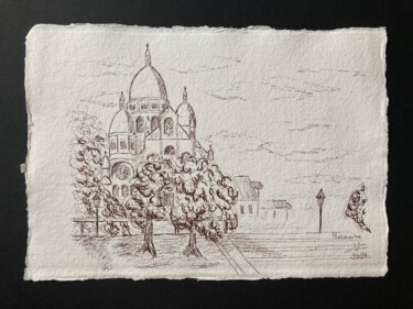 Tekening getiteld "Montmartre, le Sacr…" door Véronique Crombé, Origineel Kunstwerk, Inkt