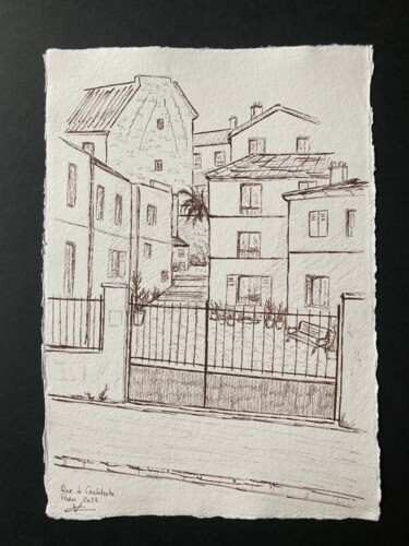 "Rue de Croulebarbe,…" başlıklı Resim Véronique Crombé tarafından, Orijinal sanat, Mürekkep