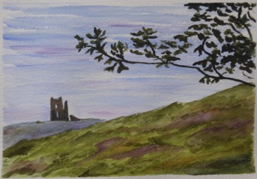 Peinture intitulée "Ruins in the distan…" par Véronique Crombé, Œuvre d'art originale, Aquarelle