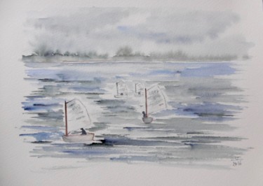 Peinture intitulée "Sailing in Howth" par Véronique Crombé, Œuvre d'art originale, Aquarelle